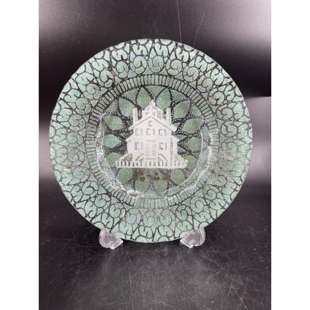 SYDENSTRICKER FUSED ART GLASS HOUSE HOME 38-88 PLATE DISH GREEN